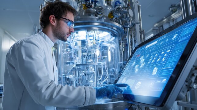 Engineer Operating Advanced Thin Film ALD Reactor Control Panel