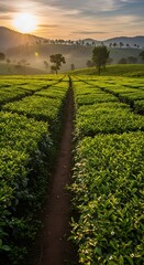 Sunrise Tea Plantation Path.