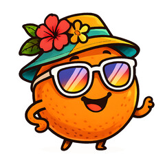 Cool Orange with Sunglasses and Hat