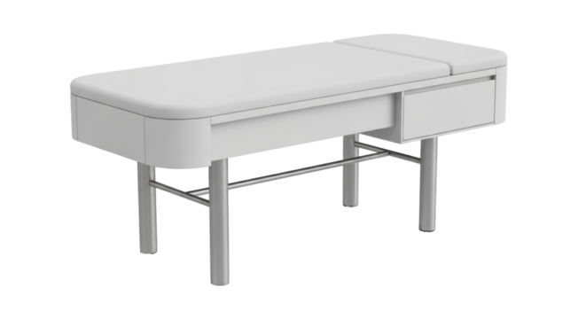 Isolated modern massage table with drawer, a stylish and functional spa or salon equipment