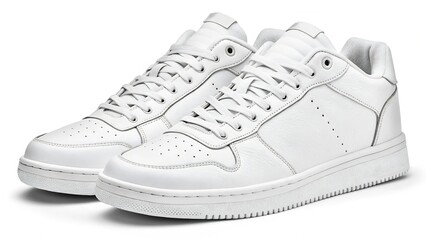 Isolated Pair of White Sneakers Side View - Clean Design for Versatile Fashion