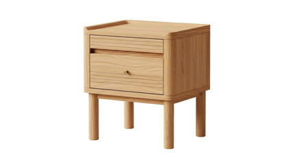 Isolated wooden nightstand with drawer furniture, minimalist bedside table accent décor