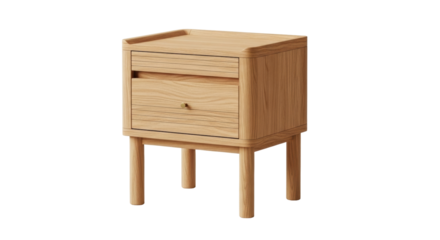 Isolated wooden nightstand with drawer furniture, minimalist bedside table accent décor