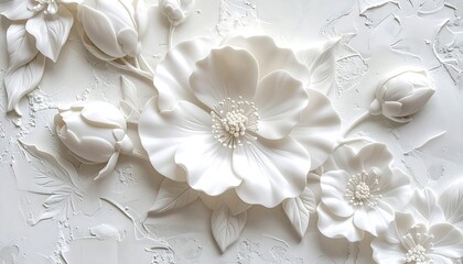 Ornate white floral relief