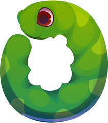 Math number zero as cute caterpillar insect character. Cartoon kids animal alphabet, funny zoo mascot digit, children font, mathematics symbol typeface, funny numeral type sign for educational games