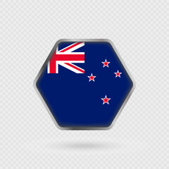 New Zealand flag in a hexagon frame.