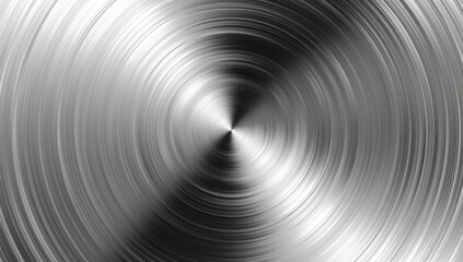 Obraz premium Circular brushed metal texture; concentric rings radiate from a central, highly polished point, creating a gradient of light and dark tones