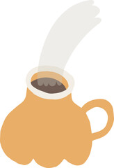 Cup of tea. Cup of coffee. Pumpkin spice latte. Hot beverage in cozy Autumn aesthetic. Hand drawn cartoon illustration, vector