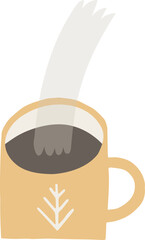 Cup of tea. Cup of coffee. Pumpkin spice latte. Hot beverage in cozy Autumn aesthetic. Hand drawn cartoon illustration, vector