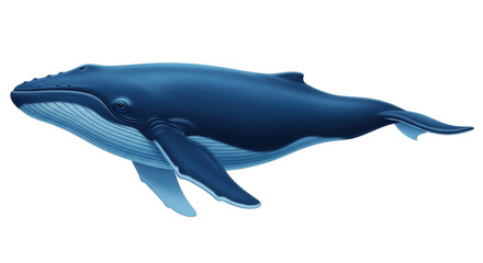 Isolated Humpback Whale animal swimming in the ocean; aquatic mammal sea creature marine life