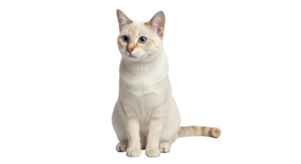 Isolated lynx point cat sitting pretty looking sideways curious waiting adorable pet