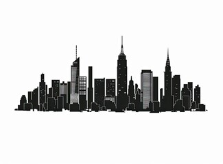 Fototapeta premium Cityscape silhouette against white background suitable for graphic design projects