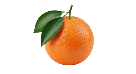 Isolated orange with leaves, citrus fruit for healthy eating or dessert, vitamin C source