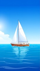 Fototapeta premium Sailing ship on tranquil sea