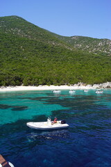 Obraz premium Drone photos of the picture perfect beaches of Kefalonia and Ithaka in the Greek Ionian Islands of the Mediterranean Sea