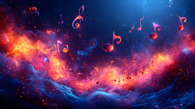 Rock music theme poster background with dynamic notes, perfect for concert promotion, album covers, music festival posters, band promotion and music education materials