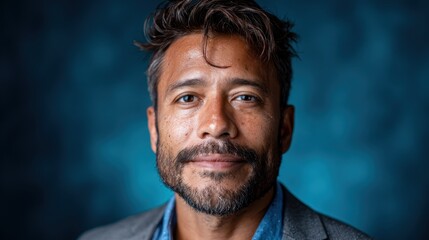 A captivating portrait of a rugged man with a well-groomed beard, presenting an approachable demeanor, suitable for lifestyle, fashion, or personal branding themes.