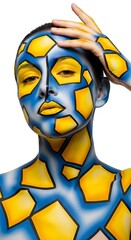 Colorful Geometric Body Art Portrait.