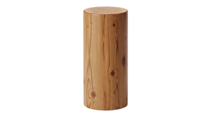 Isolated wooden stool or side table for interiors projects and design concepts ideas