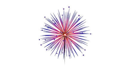 Isolated patriotic burst for July 4th independence celebration with radiating stars in the sky