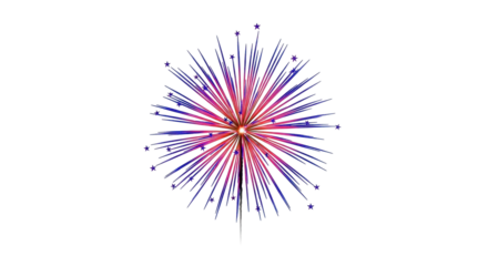 Isolated patriotic burst for July 4th independence celebration with radiating stars in the sky
