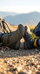 Hikers Relaxing on Mountaintop.