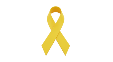 Isolated Yellow Ribbon Symbol for Childhood Cancer Awareness, Support and Solidarity