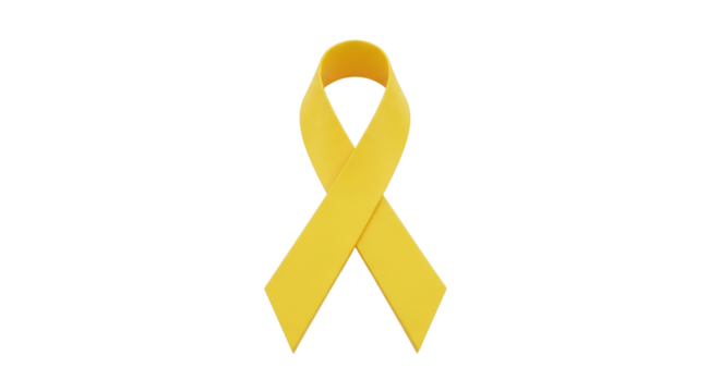 Isolated Yellow Ribbon Symbol for Childhood Cancer Awareness, Support and Solidarity