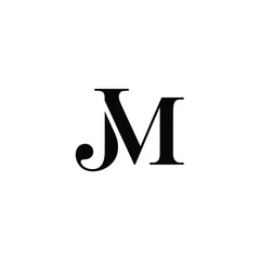 Elegant jm monogram logo design on white background