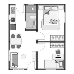floor plan of a modern unfurnished house for your design. Suburban house vector blueprint. Architectural background. eps.