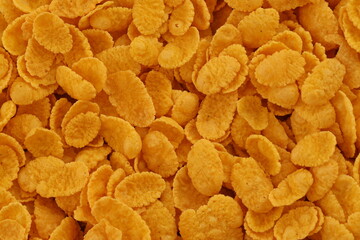 Corn flakes background and texture. Top view cornflake cereal box for breakfast
