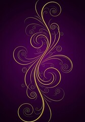 Elegant Golden Floral Design on a Purple Gradient Background for Decor
