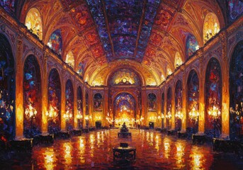 Vibrant Impressionist Grand Ballroom Painting