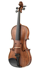 Obraz premium Elegant Violin Isolated on Black Background Showcasing Craftsmanship and Musical Instrument Design for Classical Music Performances
