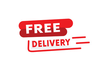 Free delivery - banner tag or posting social platform. Vector announcement element art seal.