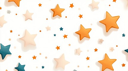 Colorful Stars Scattered Across White Background