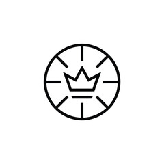 Simple black and white crown icon inside a circle