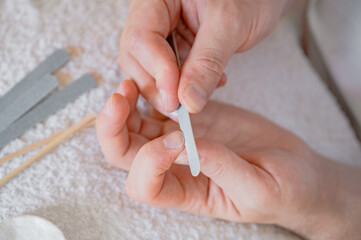 Man Manicure – Filing Nails with Nail File