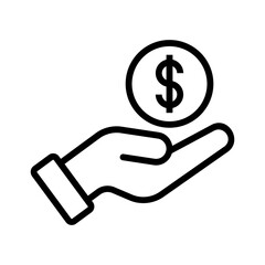 Dollar in hand icon. Save money icon. Vector illustration.