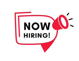 Now hiring, badge for colorful banner announcement design vector eps editable.