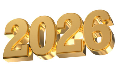 Happy New Year Number 2026 Gold 3D