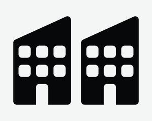 Twin Office Building Tower Block Residential Commercial Apartment Condominium Complex Property Urban City Town Housing Structure Shape Symbol Icon