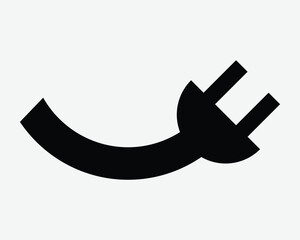 Two Pin Plug Wire Cord Electric Connection Electricity Electrical Appliance Power Outlet Charging Cable Connect Current Charge Symbol Sign Silhouette Shape