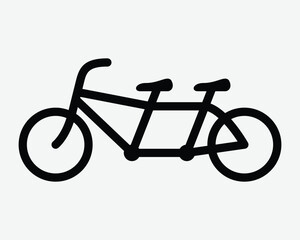 Two Person Bicycle Line Icon Tandem Bike Riding Urban Commute Circus Trick Double Pair Rider Teamwork Transport Ride Symbol Sign Outline Shape