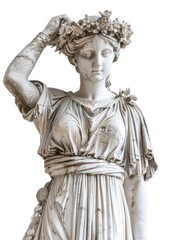 Naklejka premium Elegant marble statue with wreath