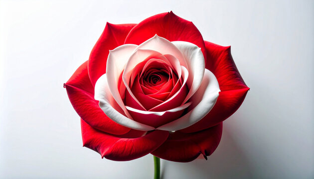 A red and white blooming rose. Ai - Powered by Adobe