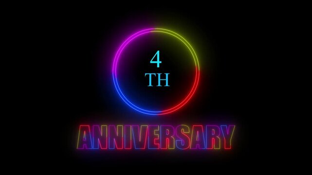 Glowing neon 4 years anniversary emblem. Anniversary icon or label. front of dazzling fireworks 4 years celebration and congratulation design element splash convert animated explosion ... See More