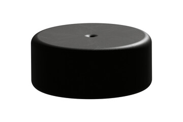 High-quality 3D rendered illustration of a solid black cylindrical object with smooth rounded edges ,The design features realistic lighting, shadows, and reflections,highlighting its depth and details