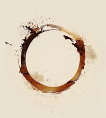 Coffee stain ring, beverage spilled on beige surface, abstract background, ads