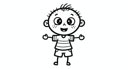 Obraz premium A young boy with a cheerful expression giving a thumbs up gesture in a simple illustration